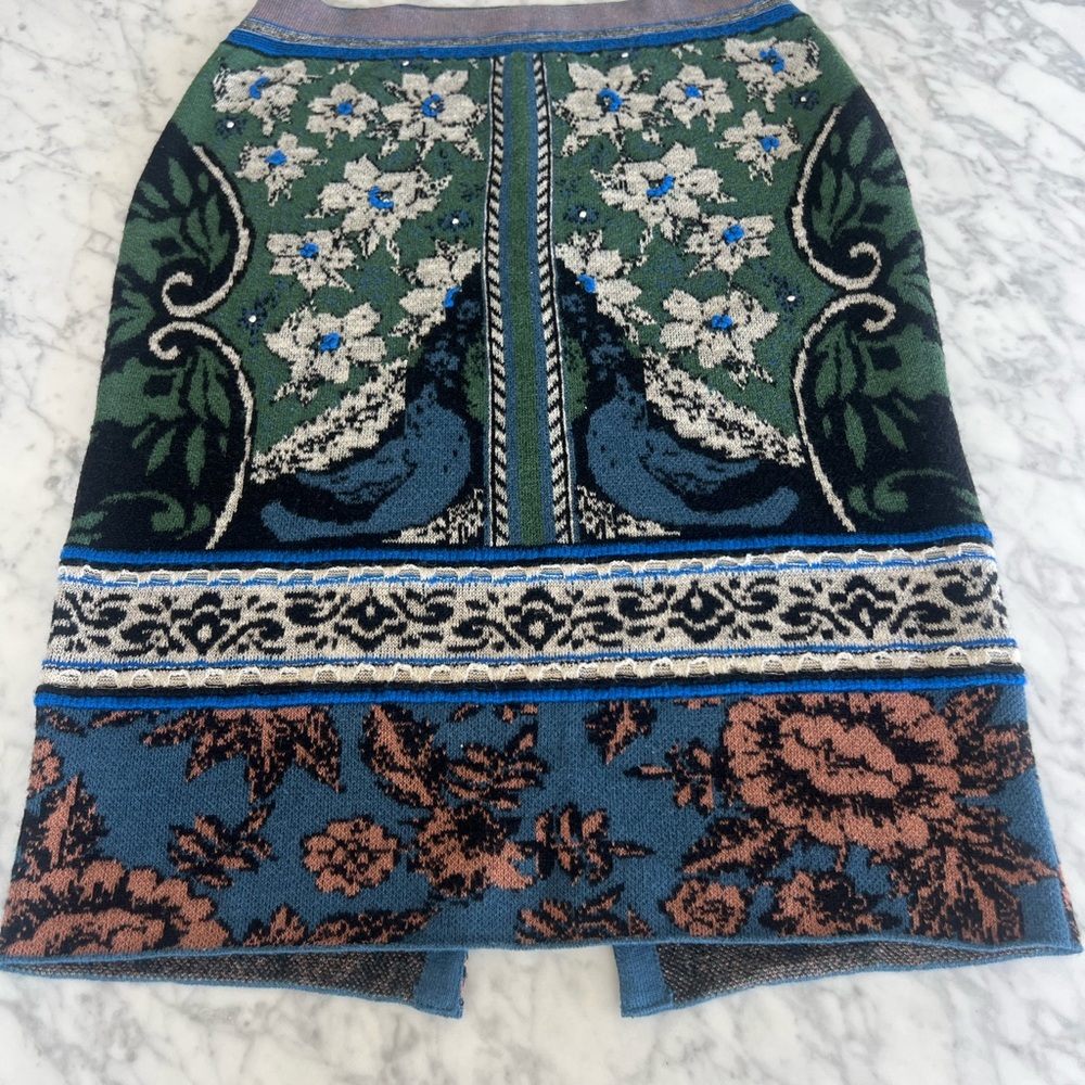 Floral Patterned Skirt - Green and Blue